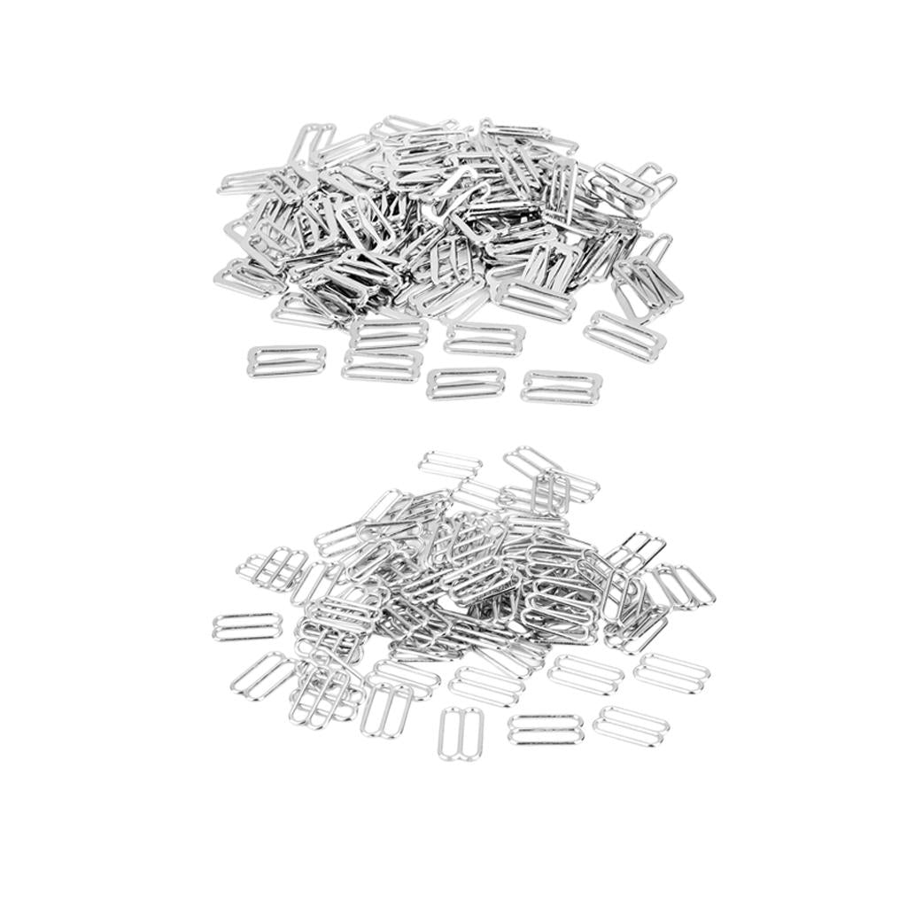 200pcs 8/9-Shaped Lingerie Adjustable Sewing Bra Rings Buckles 14mm Silver