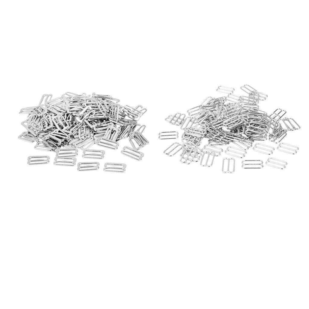 200pcs 8/9-Shaped Lingerie Adjustable Sewing Bra Rings Buckles 14mm Silver