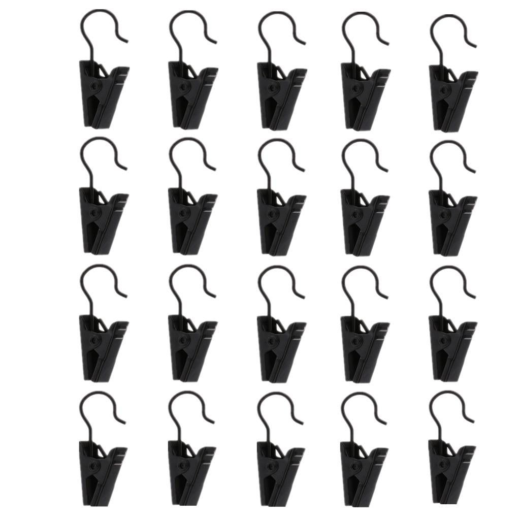 20Pieces Heavy Duty Curtain Clips with Hook Spring Clamps Hanger Clips Black