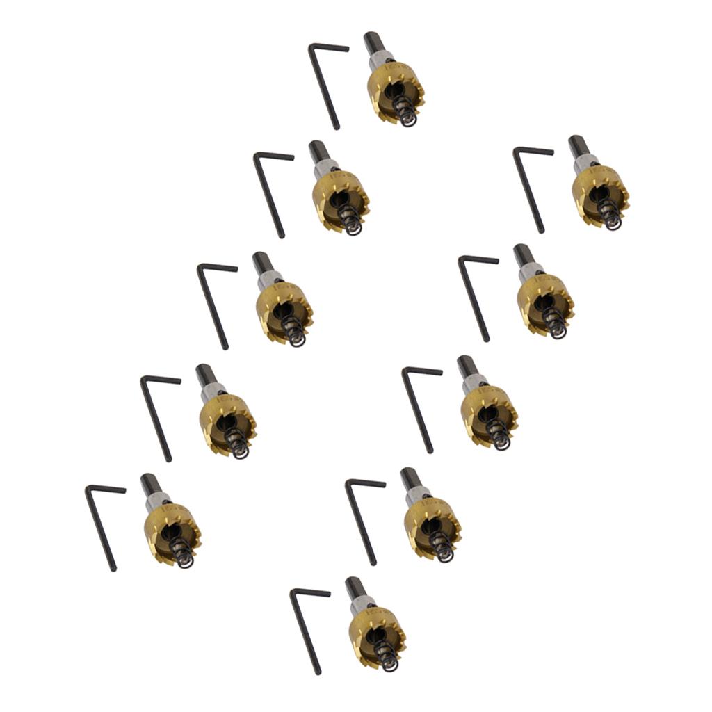 10 Sets 22mm Carbide Tip Drill Bit Cutter for Metal Stainless Steel
