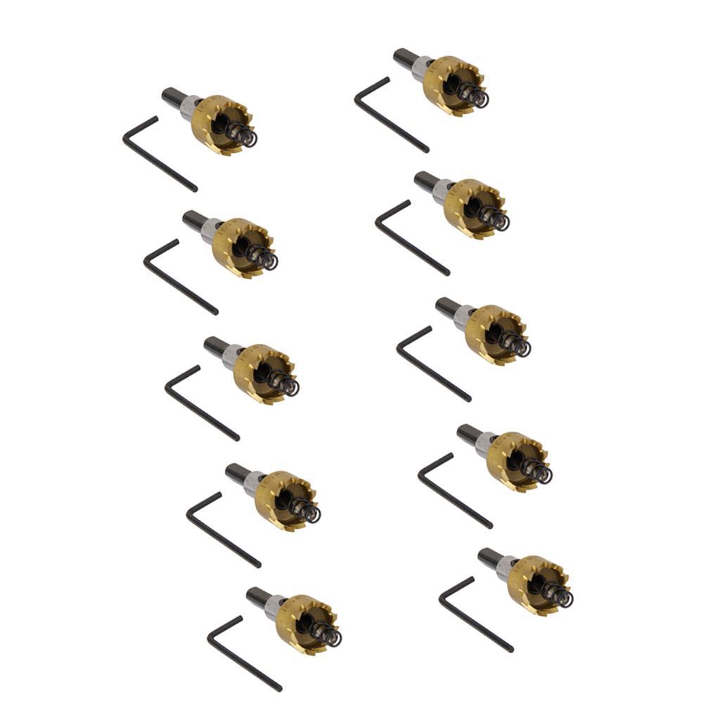 10 Sets 22mm Carbide Tip Drill Bit Cutter for Metal Stainless Steel