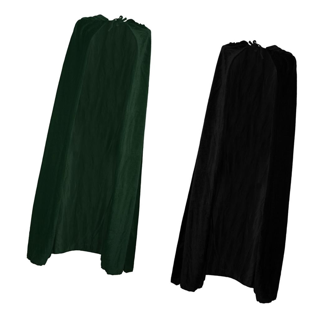 2 Pieces Adult Velvet Hooded Capes Gothic Devil Cloak Medieval Witch Costume