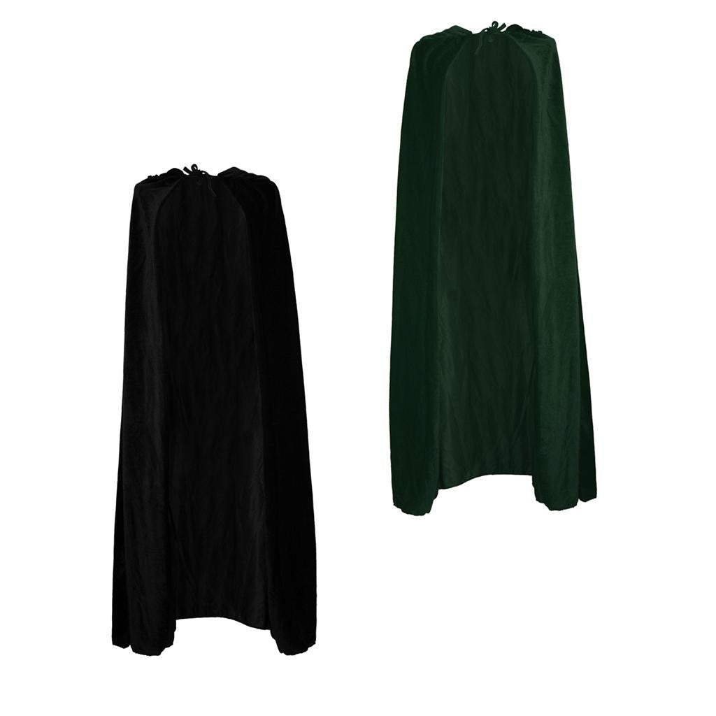 2 Pieces Adult Velvet Hooded Capes Gothic Devil Cloak Medieval Witch Costume