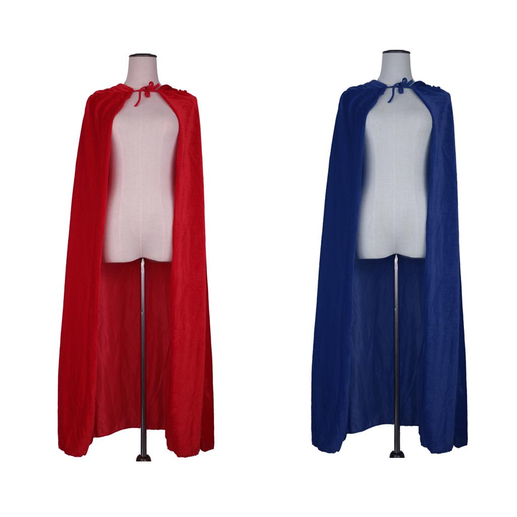 2 Pieces Adults Velvet Hooded Cape Gothic Devil Cloak Medieval Witch Costume