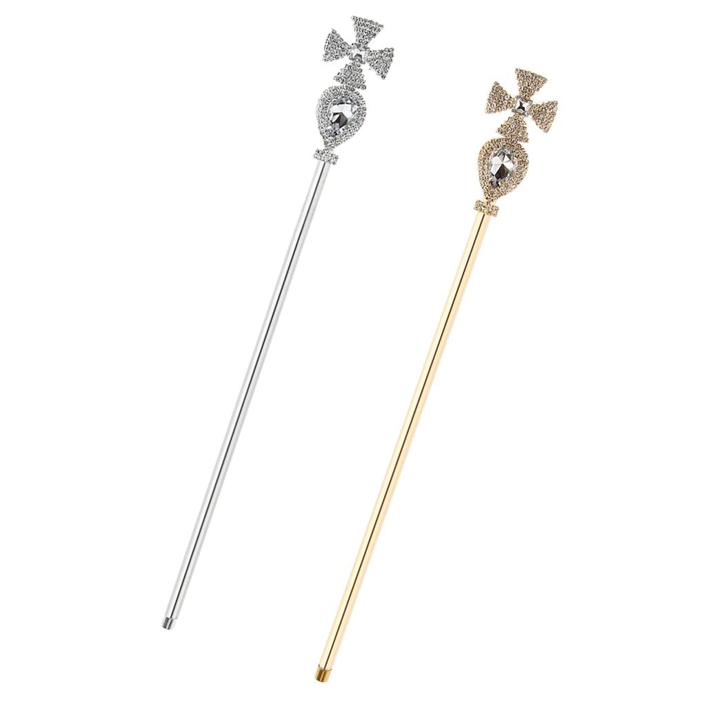 2 Pieces Fairy Princess Queen Cross Crystal Wands Magic Scepter Fancy Dress