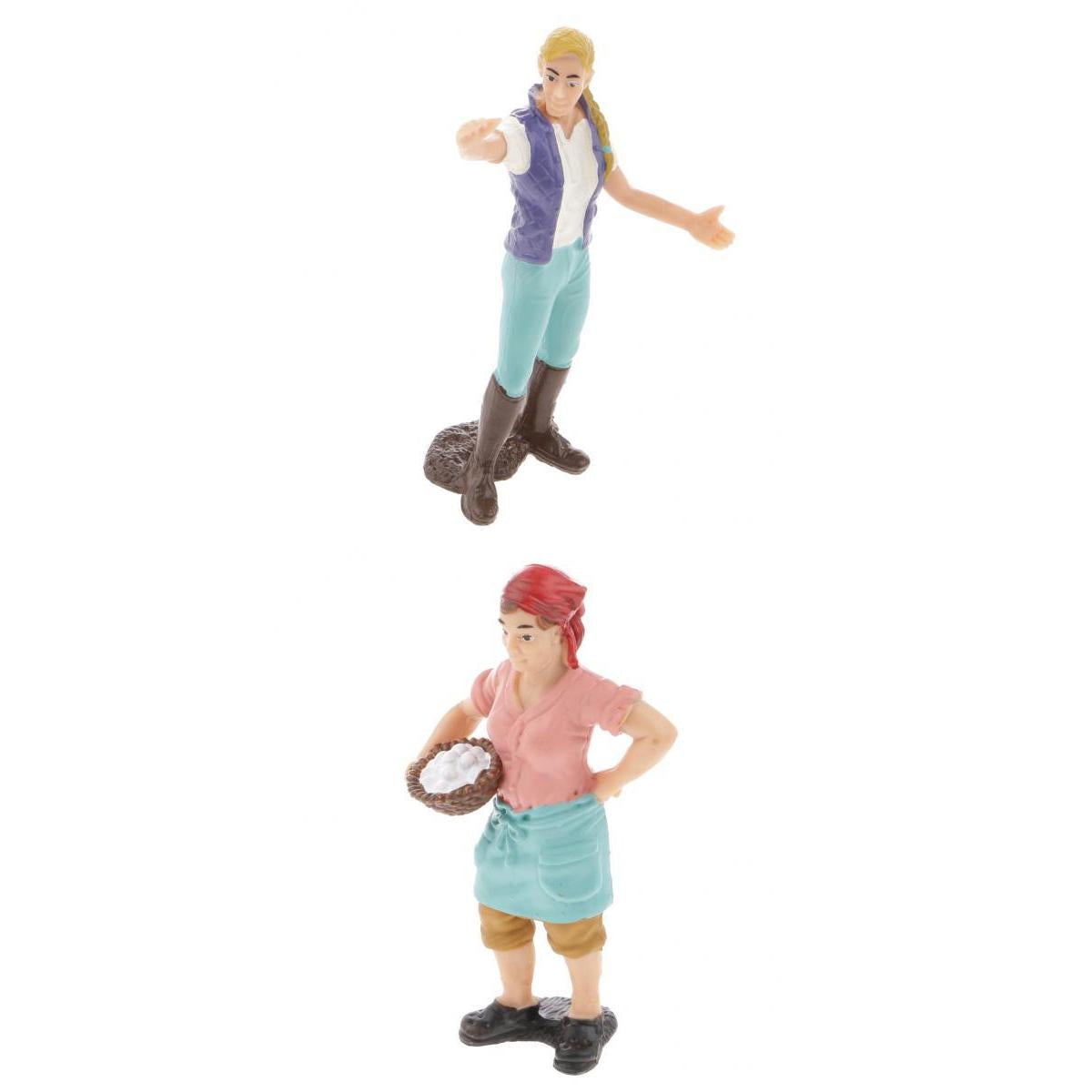 2PCS Realistic Female Farmer People Figurine Model Action Figure Kids Toys