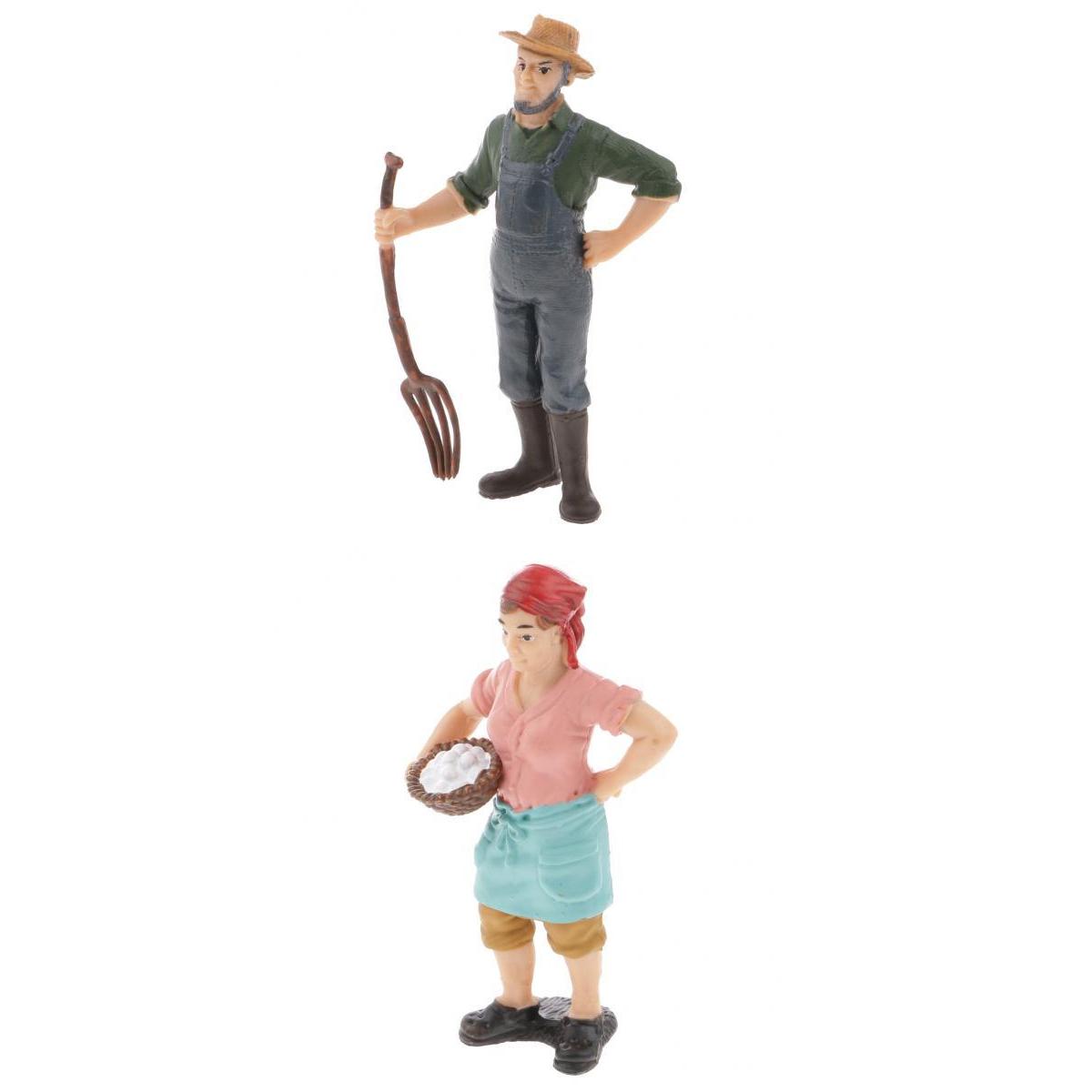 2PCS Realistic Male Female Farmer People Figurine Model Action Figure Toys