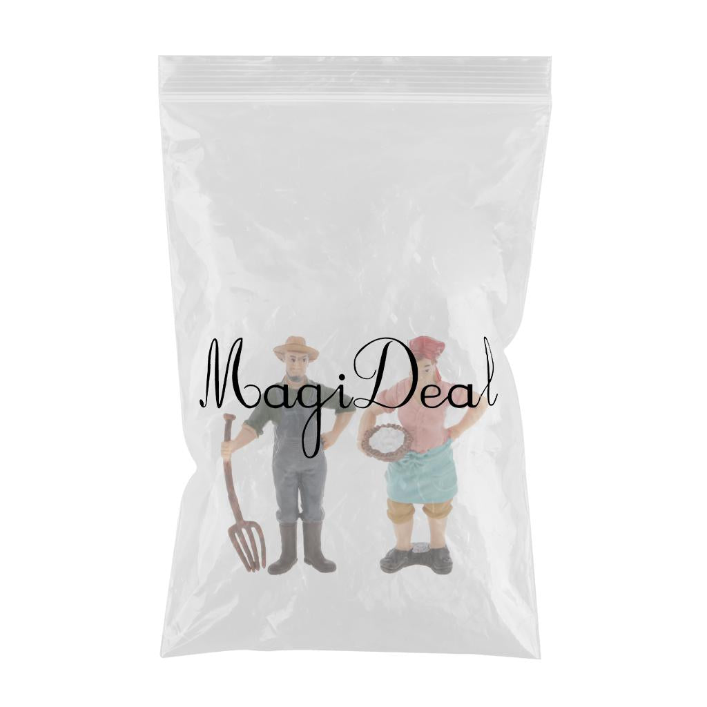 2PCS Realistic Male Female Farmer People Figurine Model Action Figure Toys