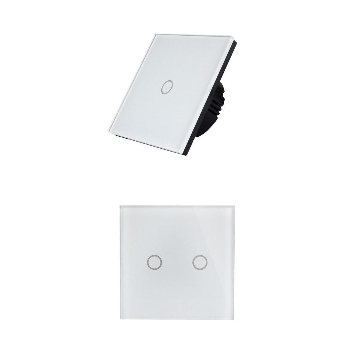 2Pcs LED Crystal Glass Panel Light EU UK Touch Screen Switch White