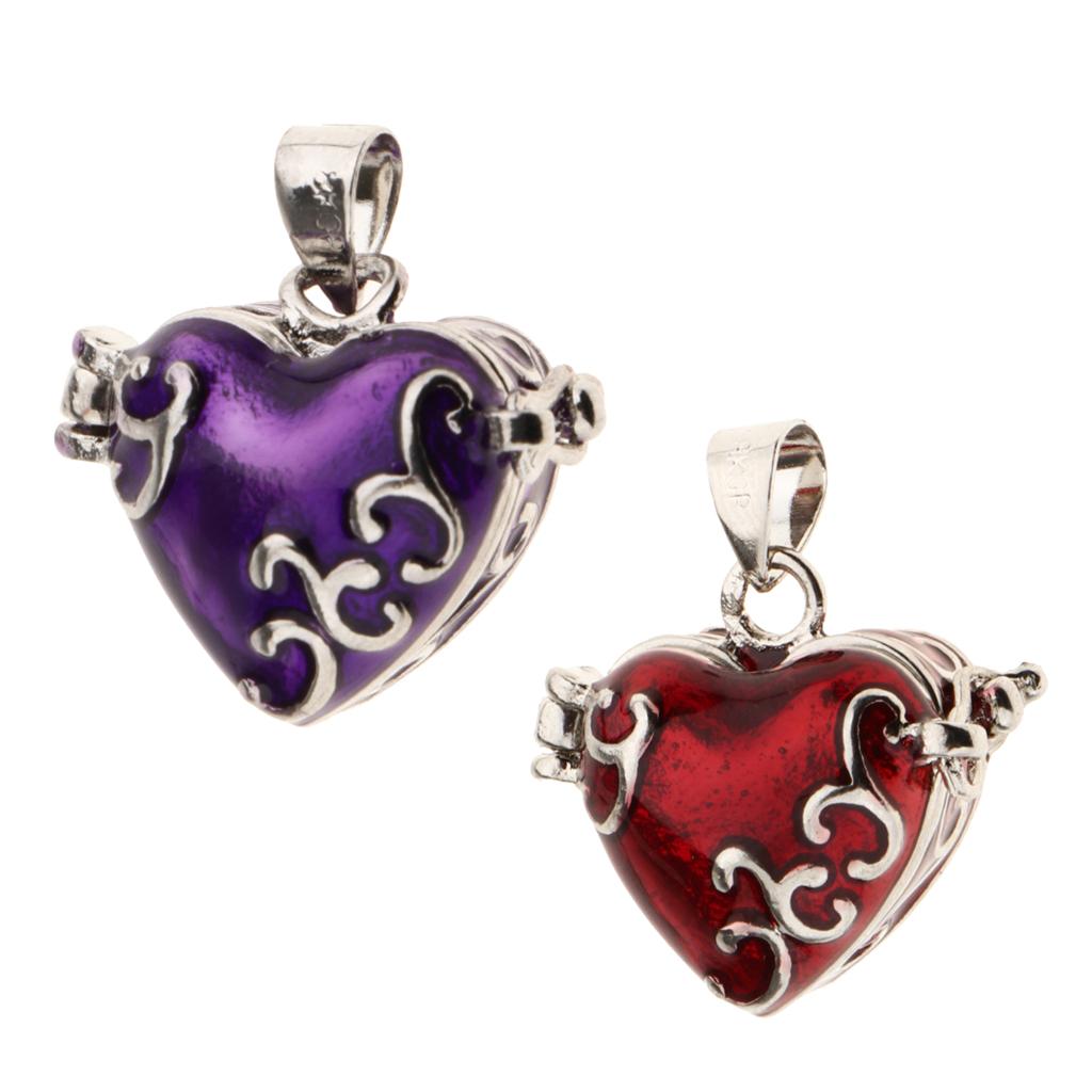 2 Pieces Heart Enamel Openable Cremation Keepsake Urn Pendant Fit Necklace