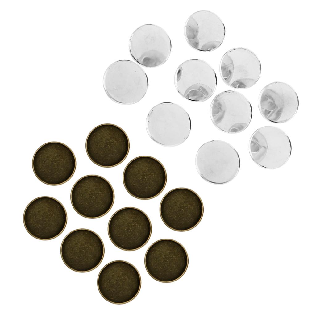 20 Pieces Adjustable DIY Blank Ring Bezel Base for 25mm Cabochon Craft Ring