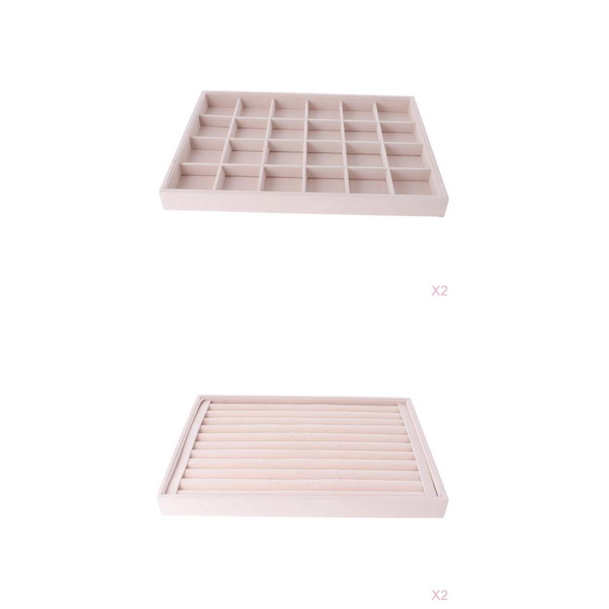 4 Pieces Jewelry Bracelet Necklace Display Organizer Box Tray Showcase