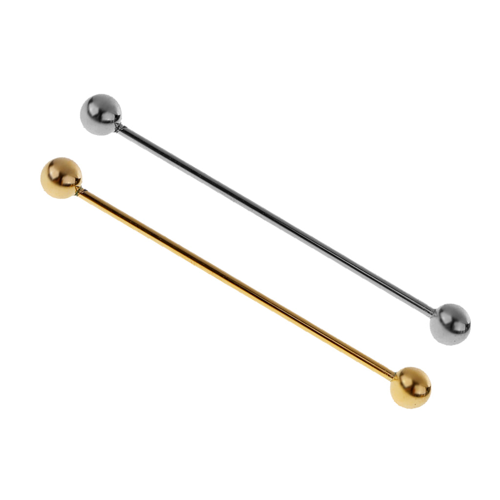 2 Pieces Skinny Pin Round Barbell Collar Tie Clip Clasp Bar Necktie Tie Pin