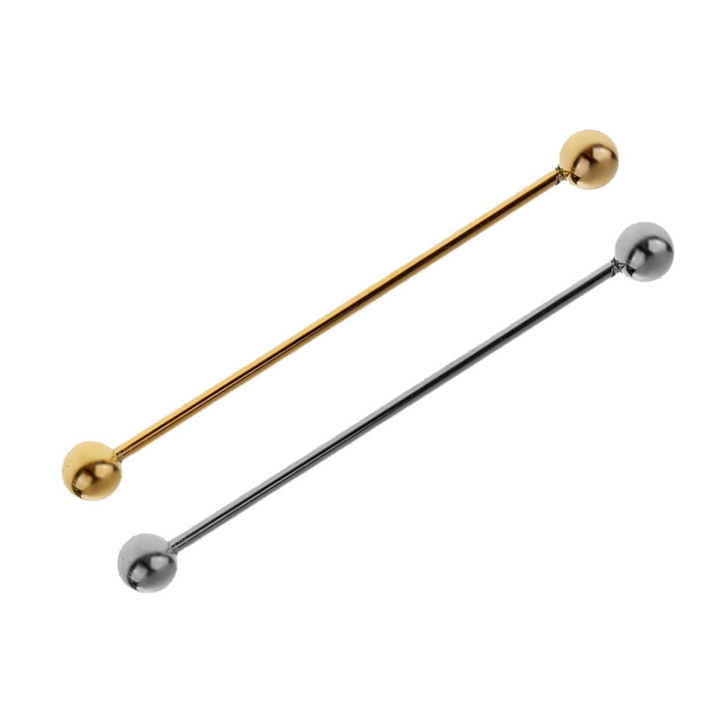 2 Pieces Skinny Pin Round Barbell Collar Tie Clip Clasp Bar Necktie Tie Pin
