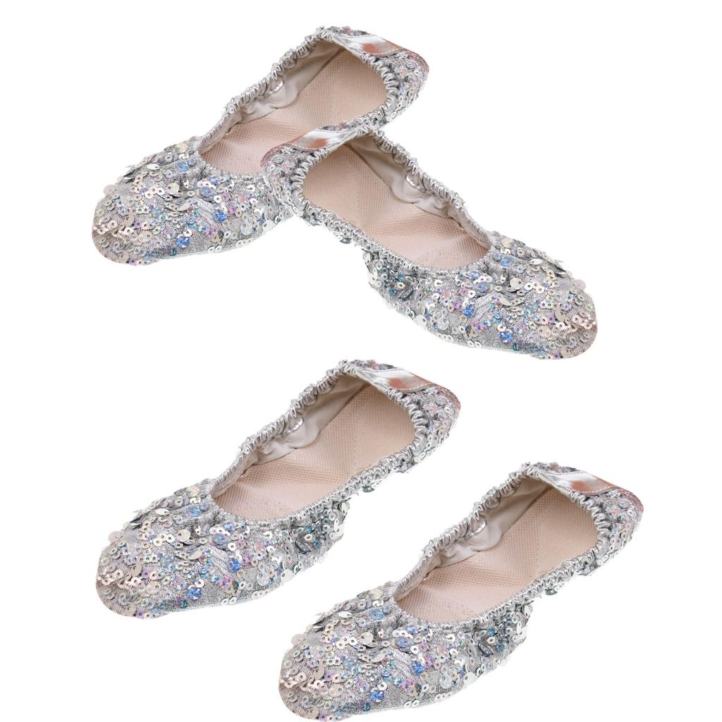 2pairs Belly Dance Shoes Soft Sole Professional Dance Performance Shoes L XL