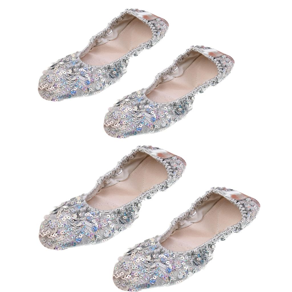 2pairs Belly Dance Shoes Soft Sole Professional Dance Performance Shoes L XL