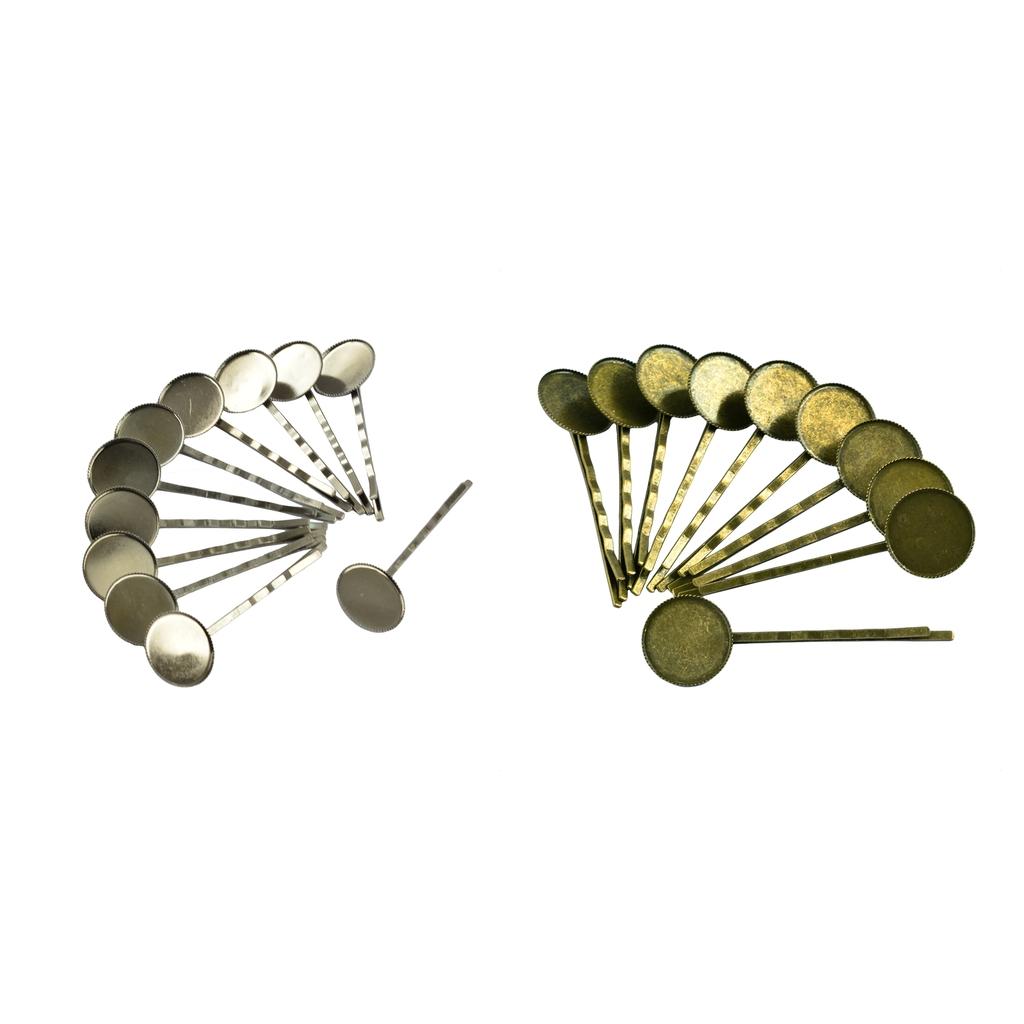 20 Pieces Hair Slide with 18mm Cabochon Bezel Setting Tray Bronze and Black