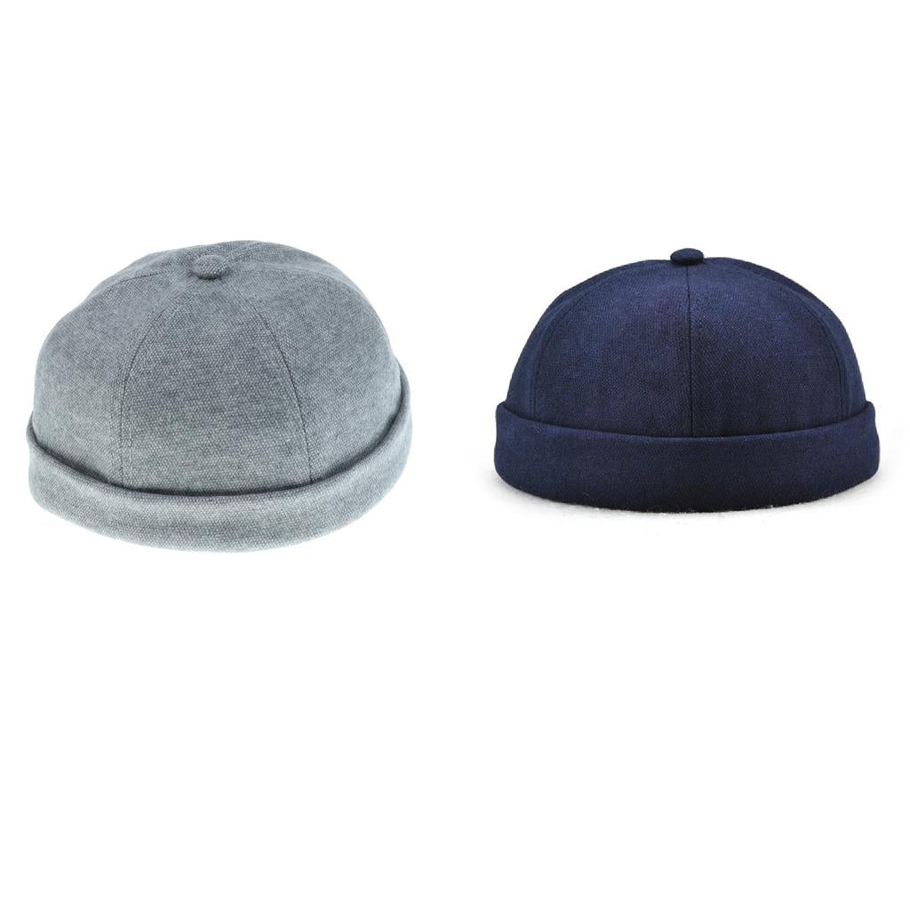 2Pcs/set Unisex Mens fashion Docker Retro Cap Skullcap Beanie Grey and blue