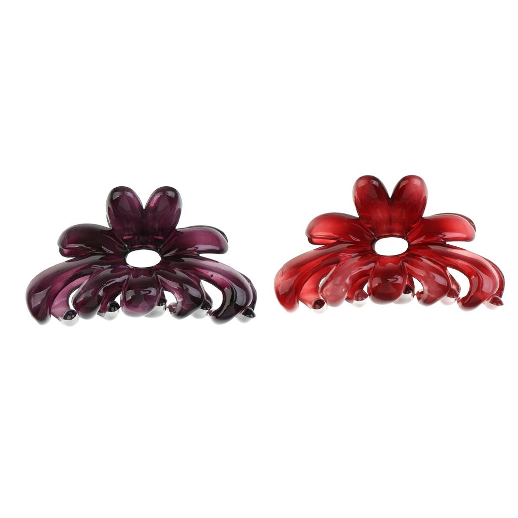 2pcs Simple Design Floral Gorgeous Color Acrylic Hair Claw Clip Accessories