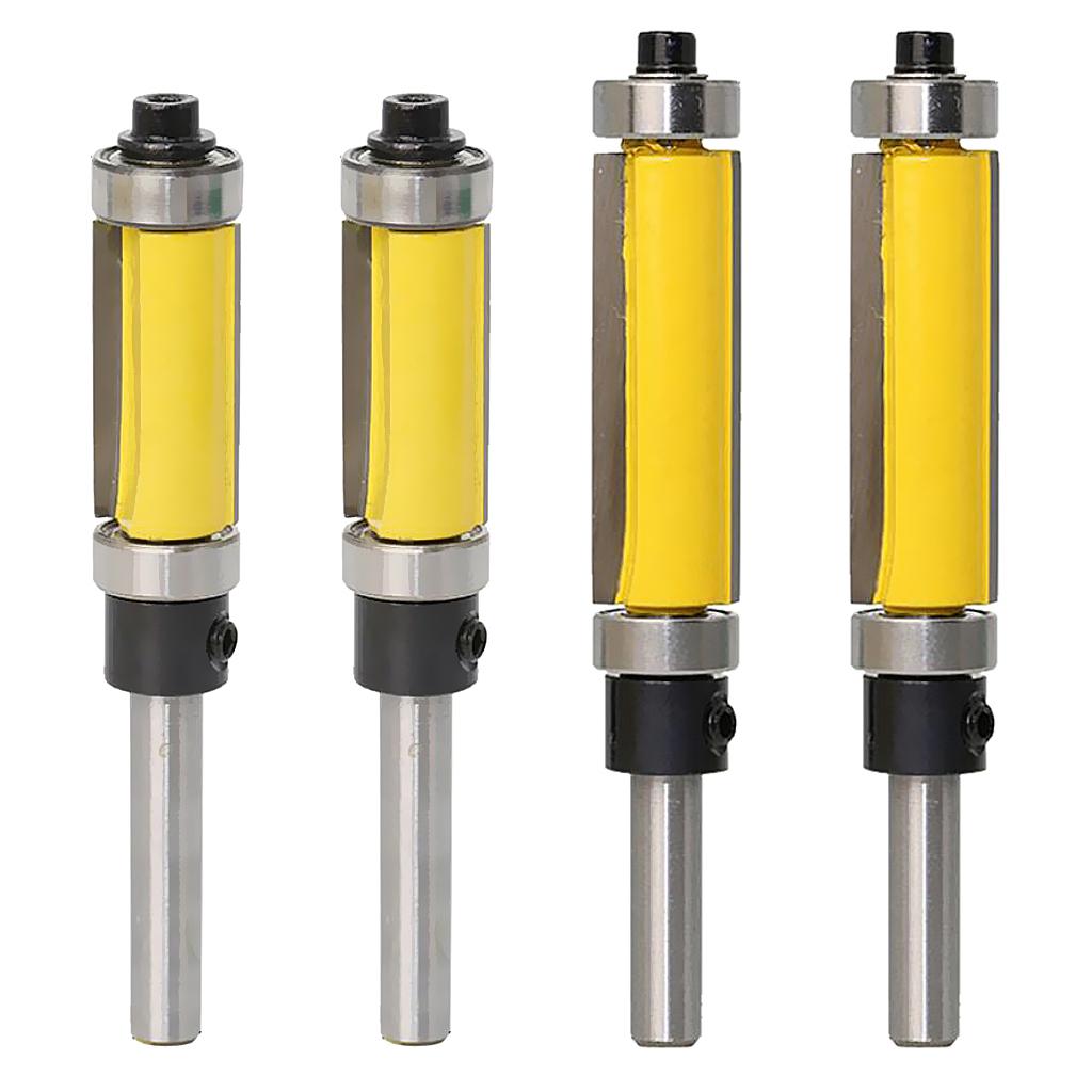4 Piece Solid Carbide Flush Trim Top & Bottom Bearing Router Bit 25mm & 38mm