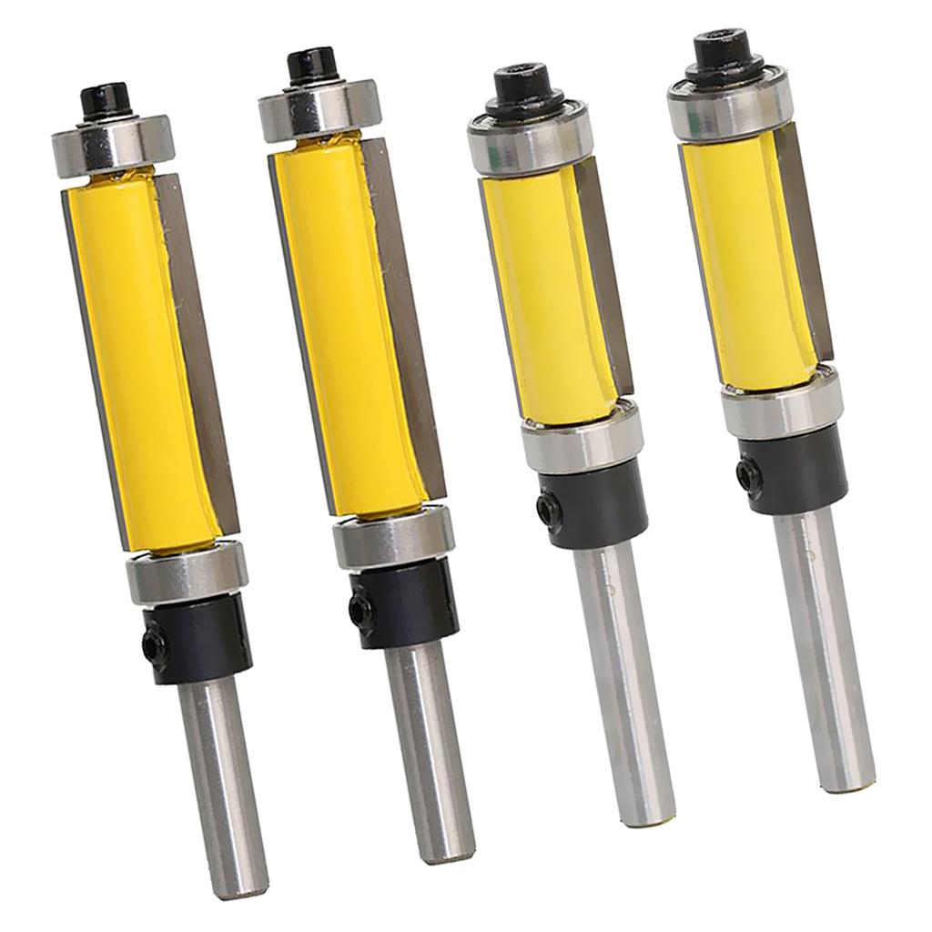 4 Piece Solid Carbide Flush Trim Top & Bottom Bearing Router Bit 25mm & 38mm