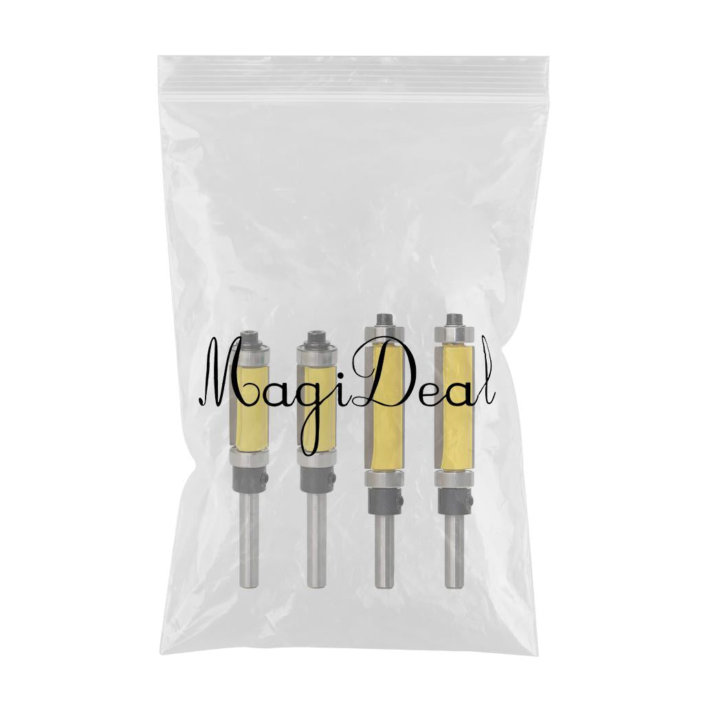 4 Piece Solid Carbide Flush Trim Top & Bottom Bearing Router Bit 25mm & 38mm