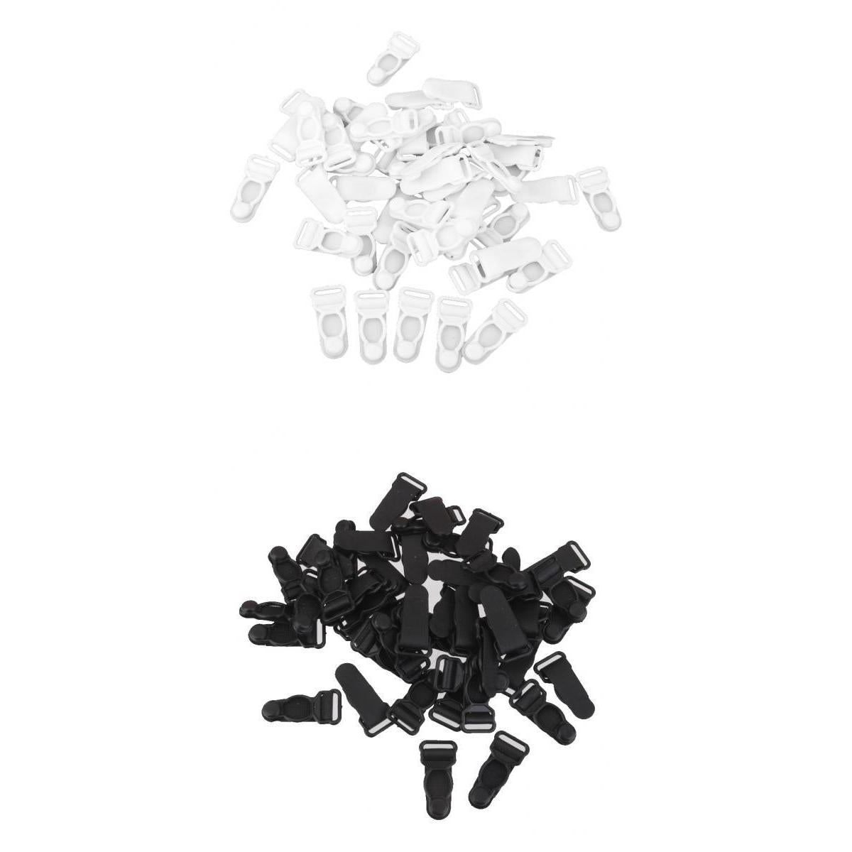 100pcs Womens Plastic Garter Belt Clips Hooks Suspender Clips Black & White