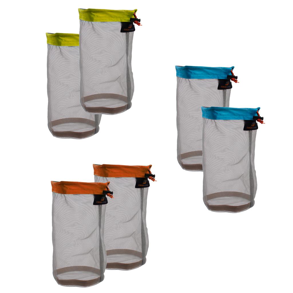 6 Pieces Ultra Light Mesh Stuff Sack Storage Bag Pouch for Tavel Camping