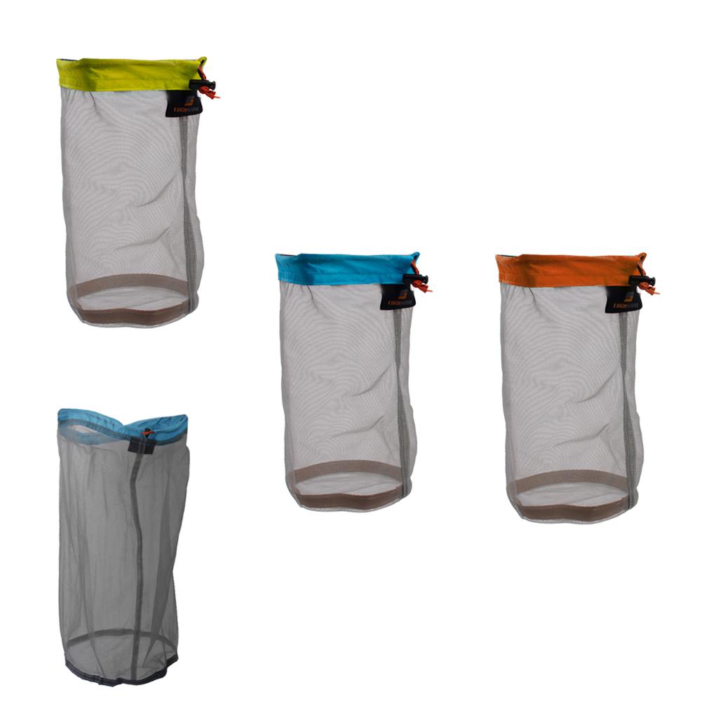 4 Pieces Ultra Light Mesh Stuff Sack Storage Bag Pouch for Tavel Camping