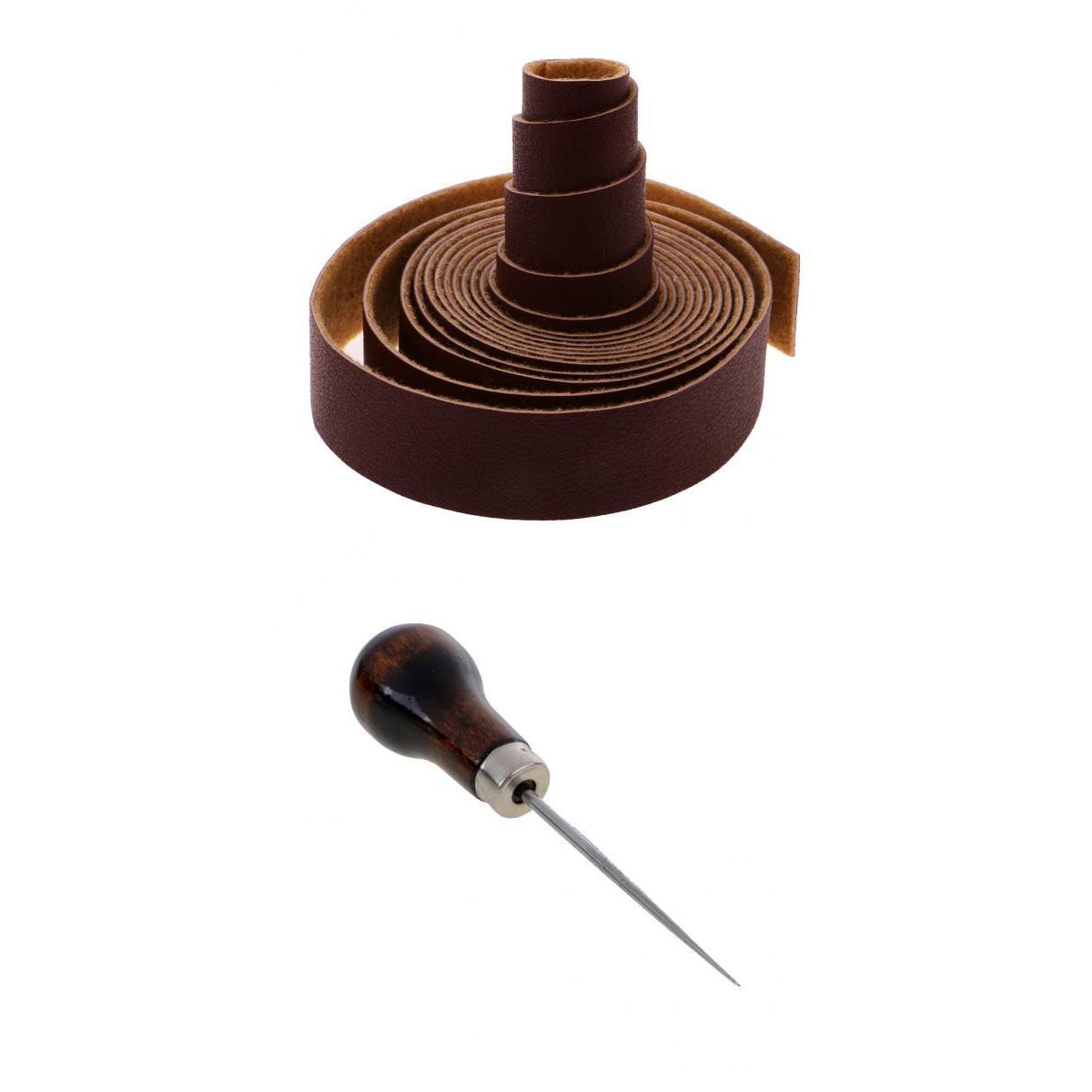 10 Meters Leather Strap Strips Leathercraft Punching Tools Wooden Handle Awl