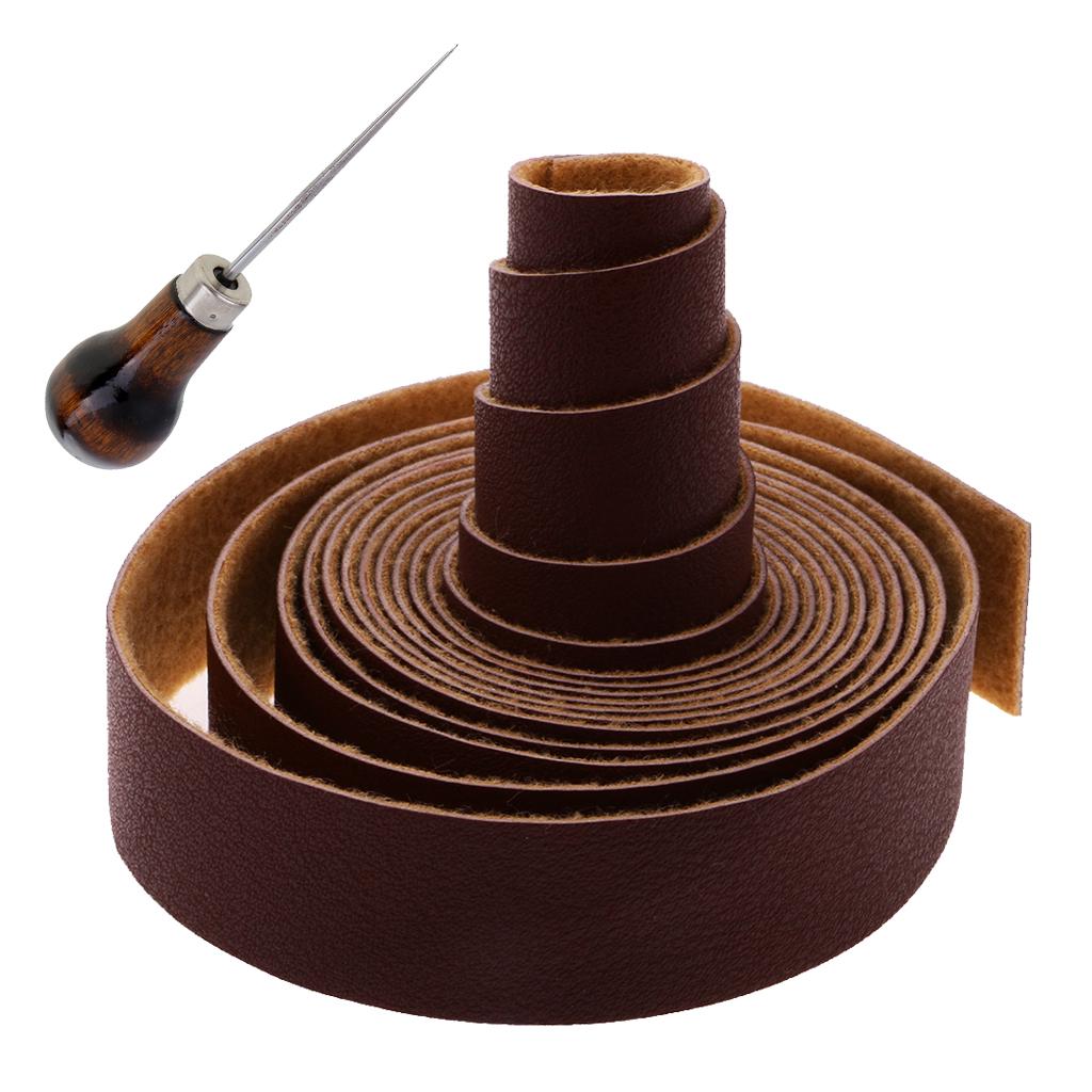 10 Meters Leather Strap Strips Leathercraft Punching Tools Wooden Handle Awl