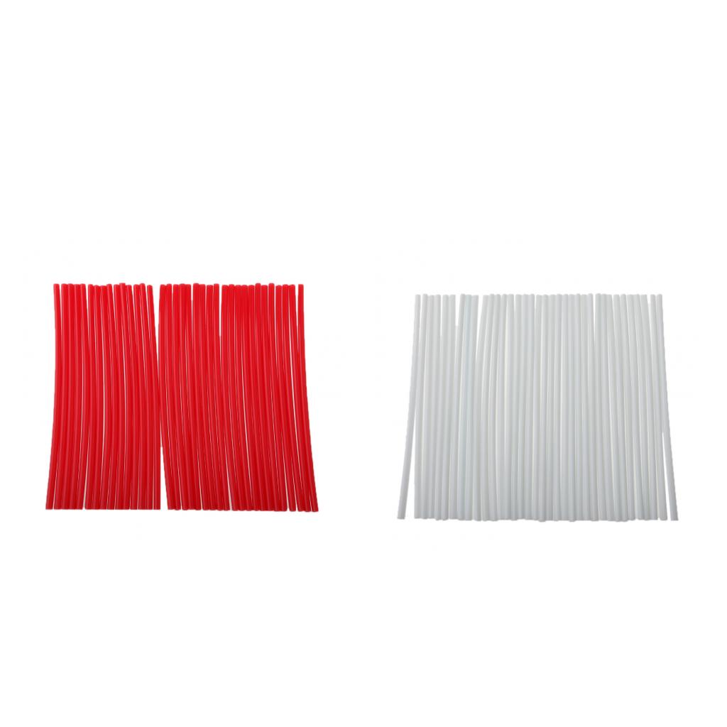 4 Pack Universal Motocross Wheel Rim Spoke Wraps Skins Cover Red/White