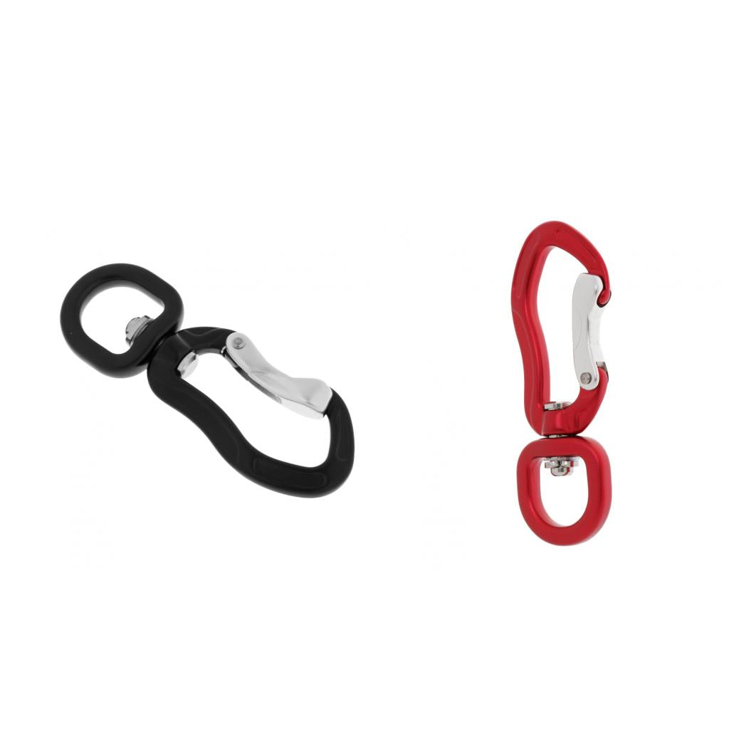 2x 400KG Swivel Carabiner Hanging Connect Hook for Climbing Hiking Red Black