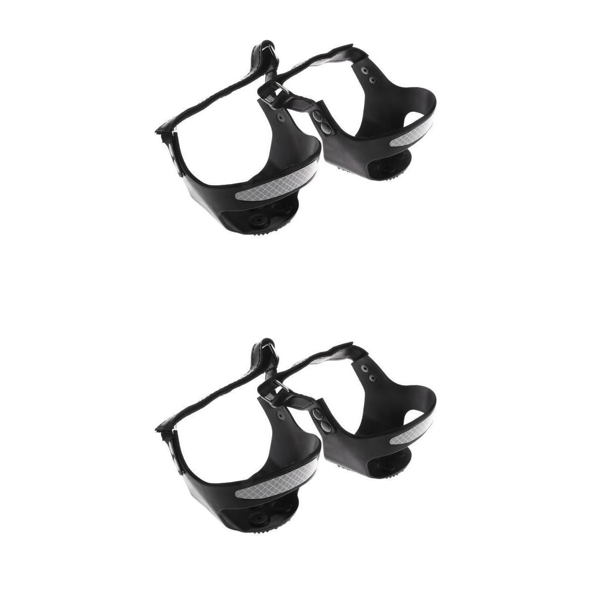 2 Pairs Reflective Ice Snow Shoe Boot Grips Traction Cleats 5 Teeth L + XL
