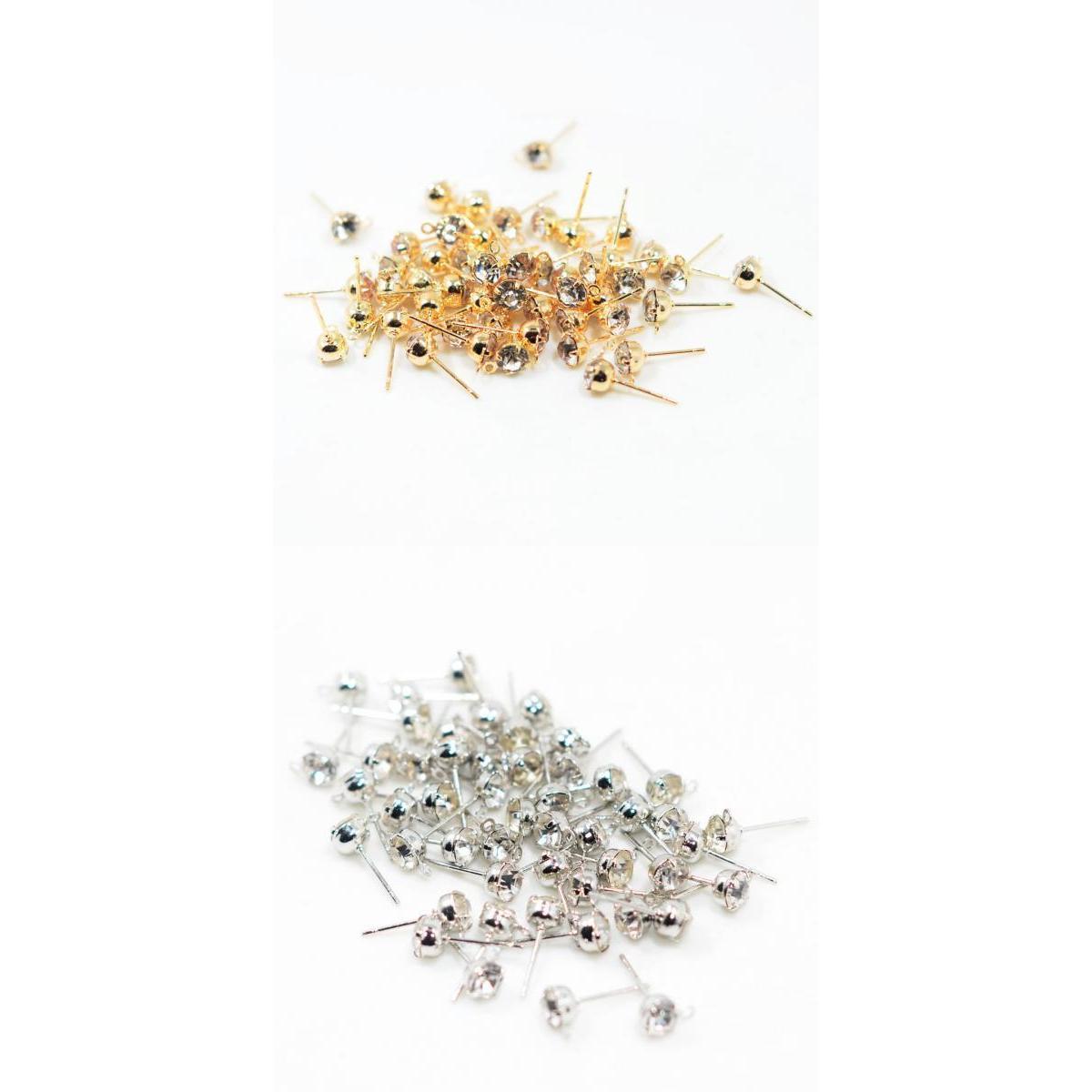 100 Piece Ear Stud Rhinestone Ear Post Stud Earring Finding Making Crafts