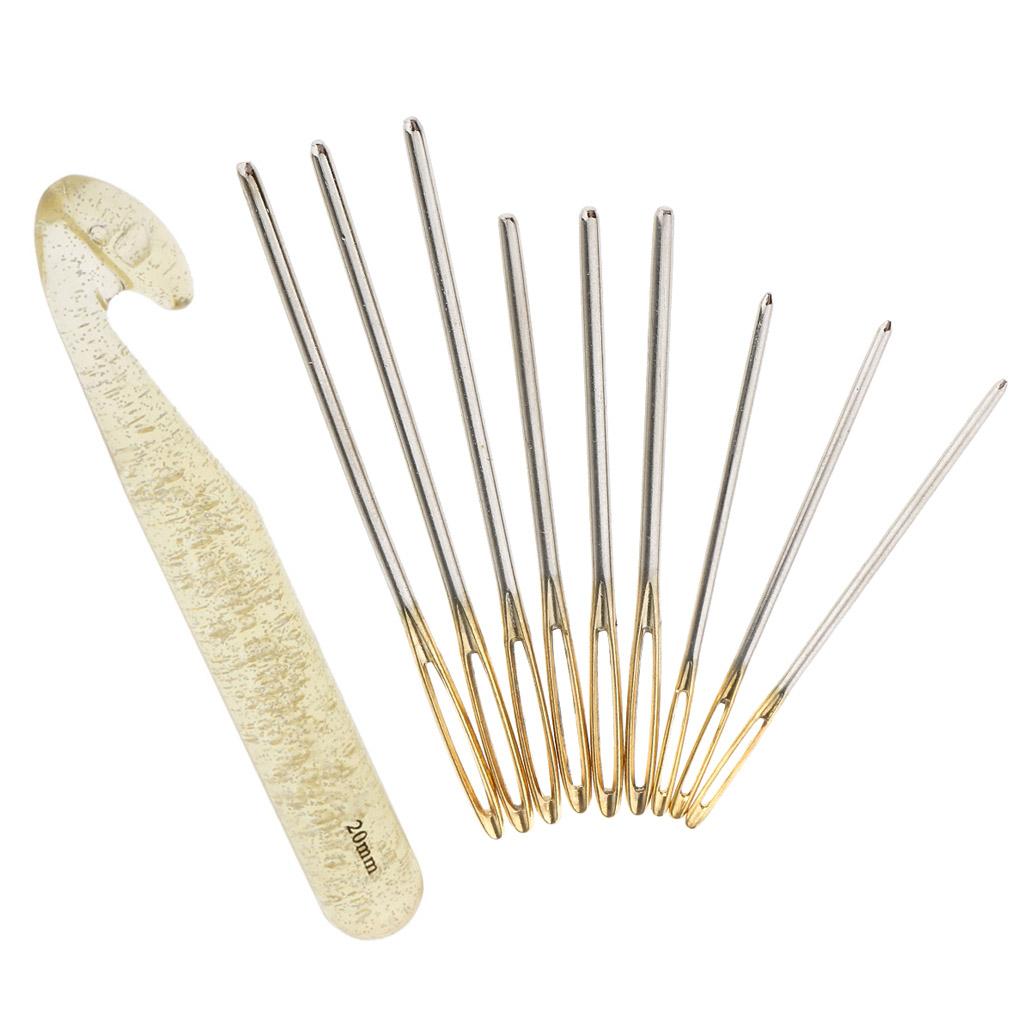 10x Large-eye Blunt Stitching Needles Crochet Hook For Hand Sewing Knitting