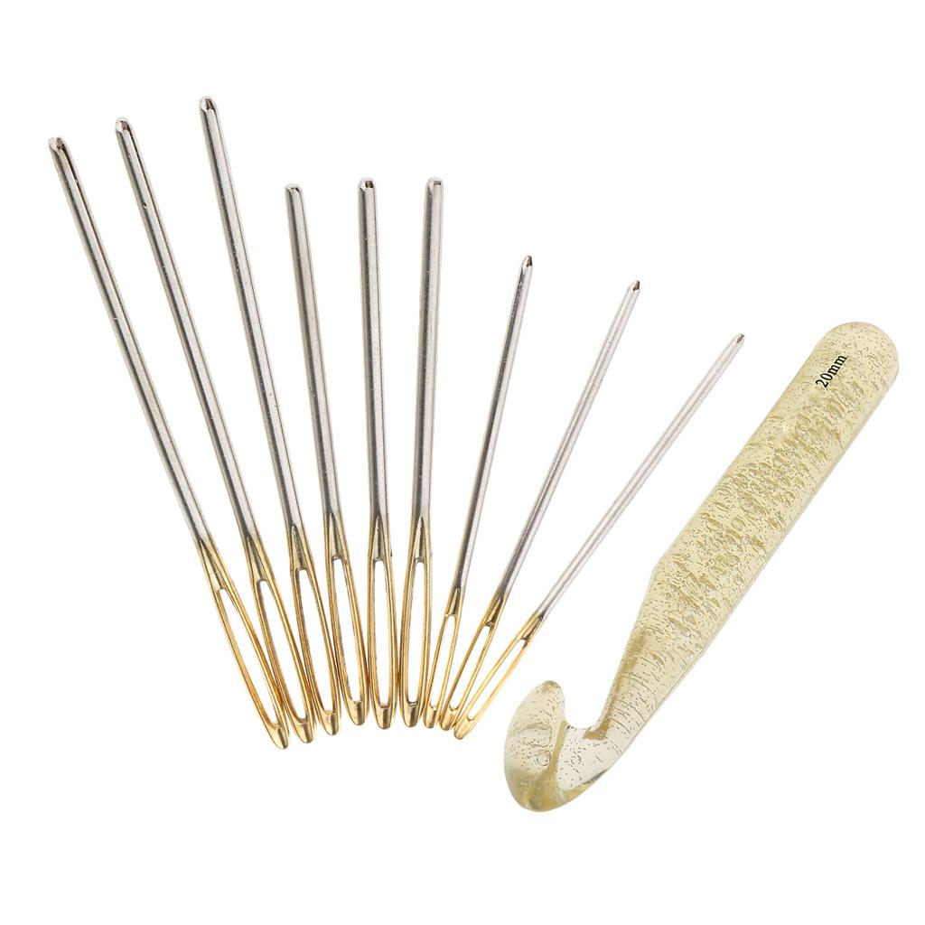 10x Large-eye Blunt Stitching Needles Crochet Hook For Hand Sewing Knitting