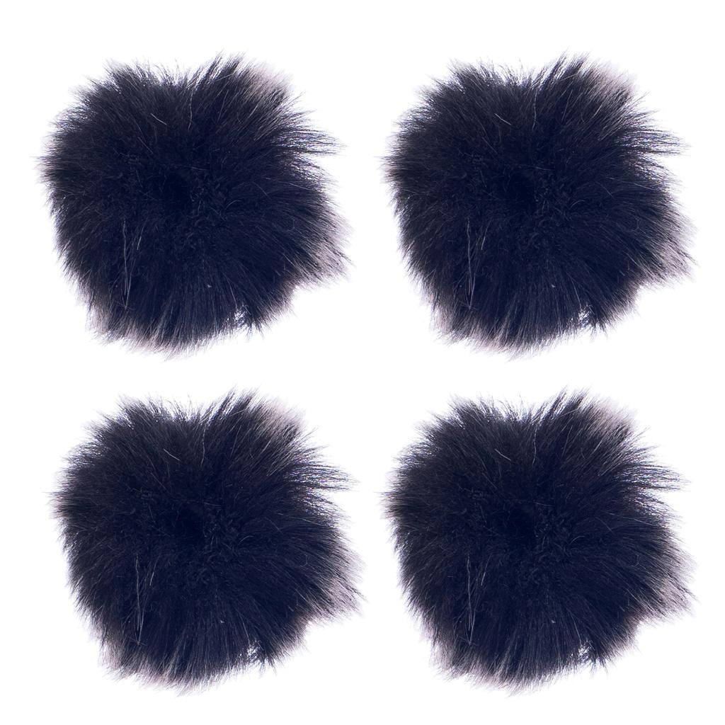 4 Pieces Black Fur Microphone Windscreen for Lapel Lavalier Mic Accessory