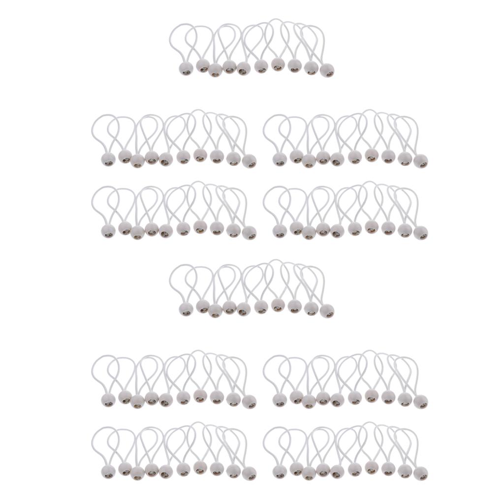 100 Pieces Heavy Duty Ball Bungee Cord Tie down Cord Canopy Straps White