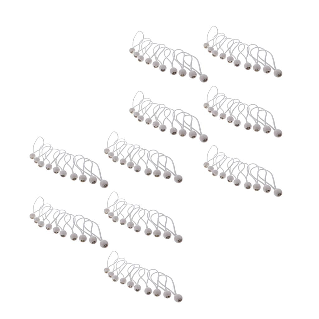 100 Pieces Heavy Duty Ball Bungee Cord Tie down Cord Canopy Straps White