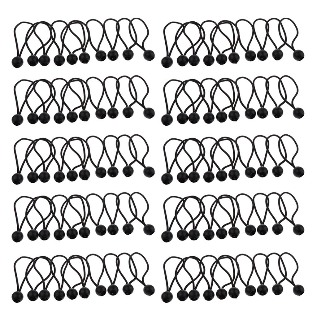 100 Pieces Heavy Duty Ball Bungee Cord Tie down Cord Canopy Straps Black