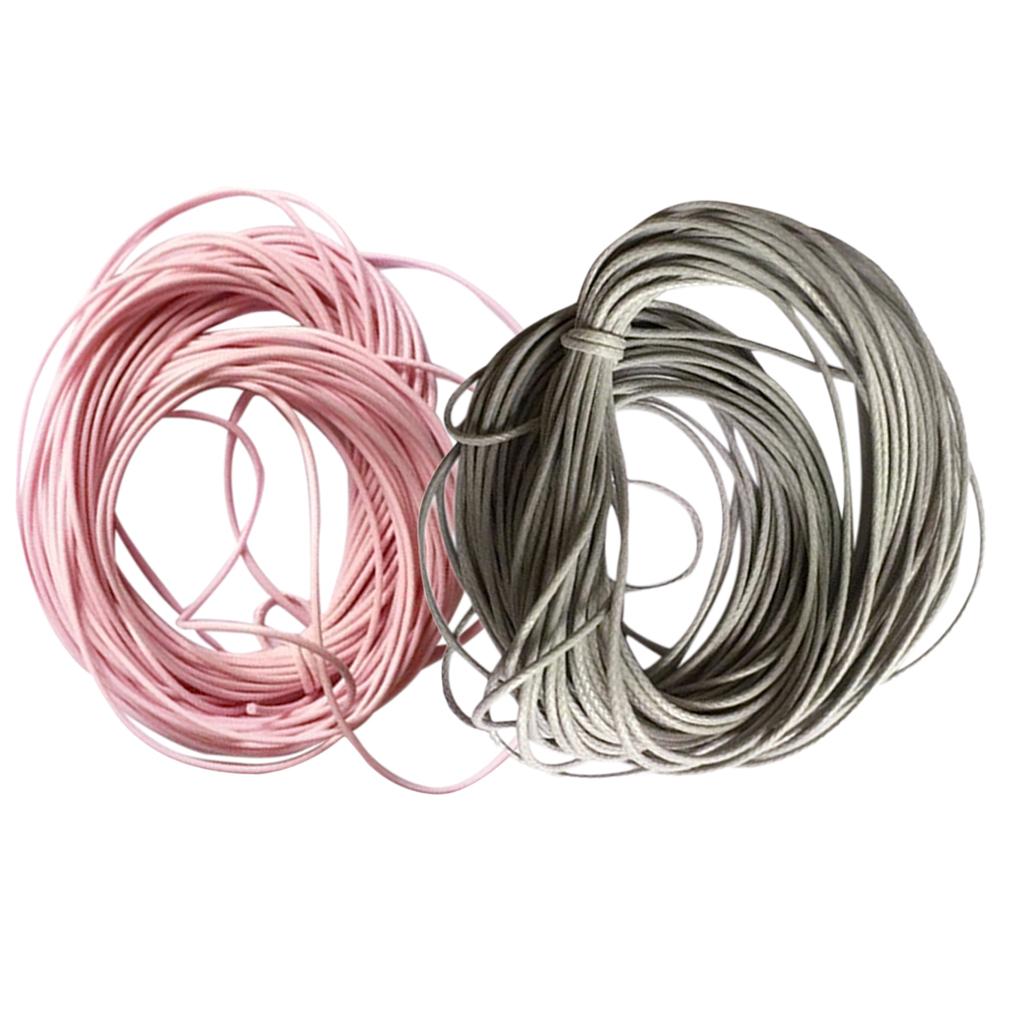 10M Wax Nylon String Rope for DIYJewelry Making 1mm Light Grey and Pink