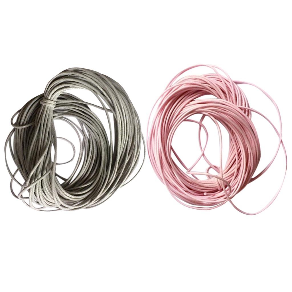 10M Wax Nylon String Rope for DIYJewelry Making 1mm Light Grey and Pink