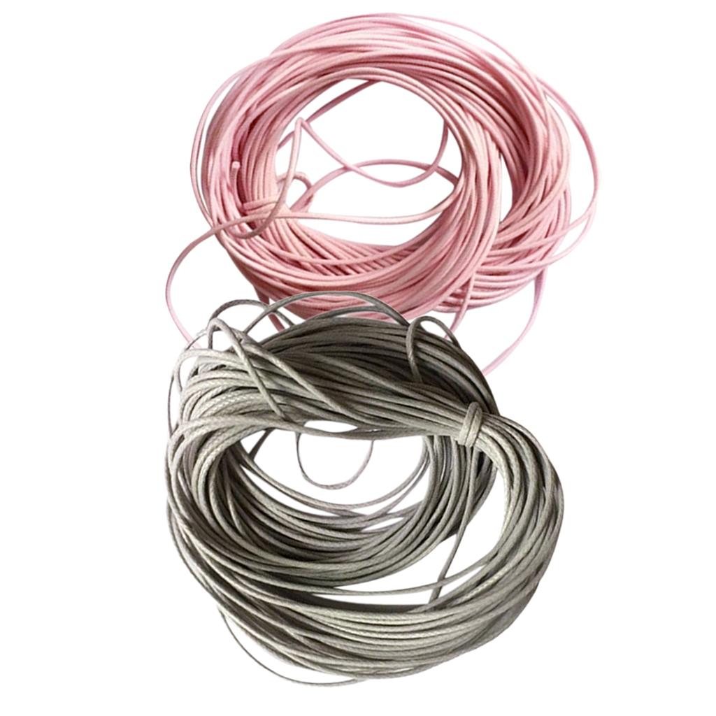 10M Wax Nylon String Rope for DIYJewelry Making 1mm Light Grey and Pink