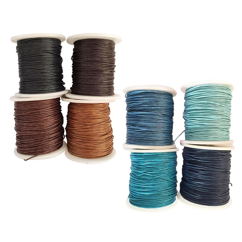 8 Rolls 1mm Waxed Cotton Cord Thread DIY Jewelry Making Beads Supplies