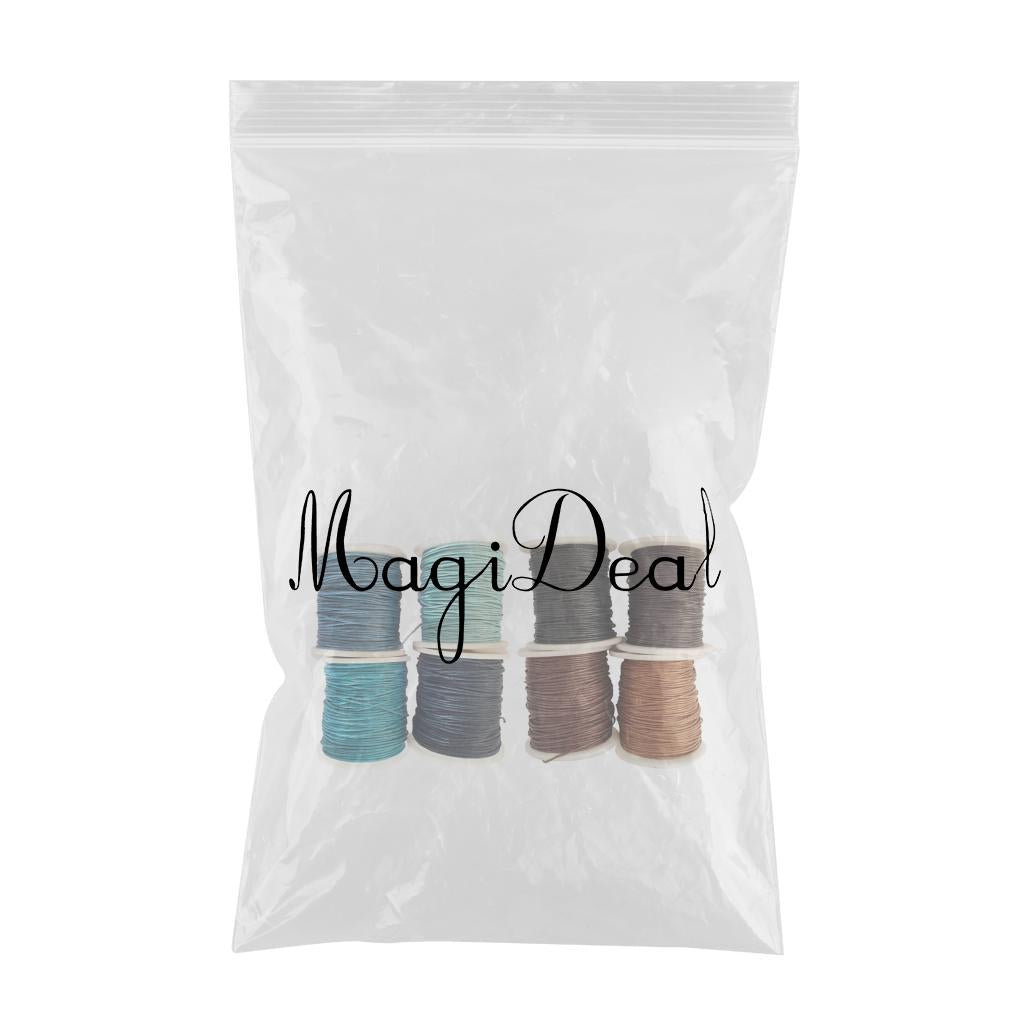 8 Rolls 1mm Waxed Cotton Cord Thread DIY Jewelry Making Beads Supplies
