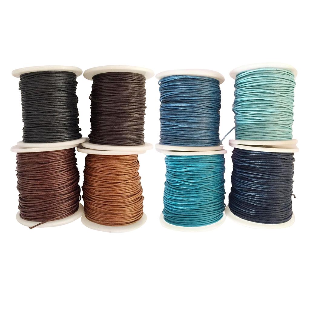 8 Rolls 1mm Waxed Cotton Cord Thread DIY Jewelry Making Beads Supplies