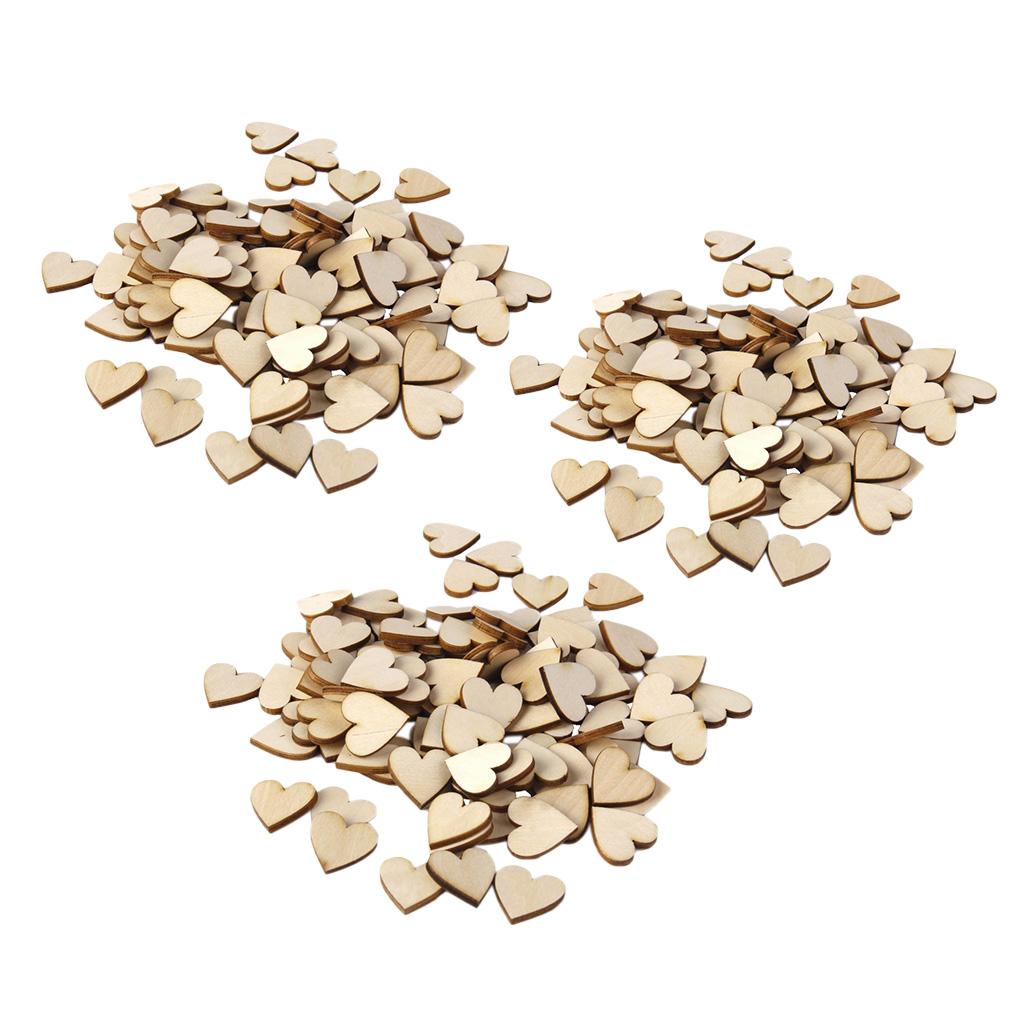 200 Pcs Basswood Blank Peach Heart Embellishments for DIY Crafts 20,30,40mm