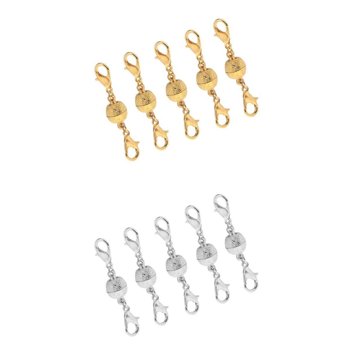 10 Pcs Matte Ball Lobster Magnetic Clasp Connector Jewelry DIY Gold & Silver