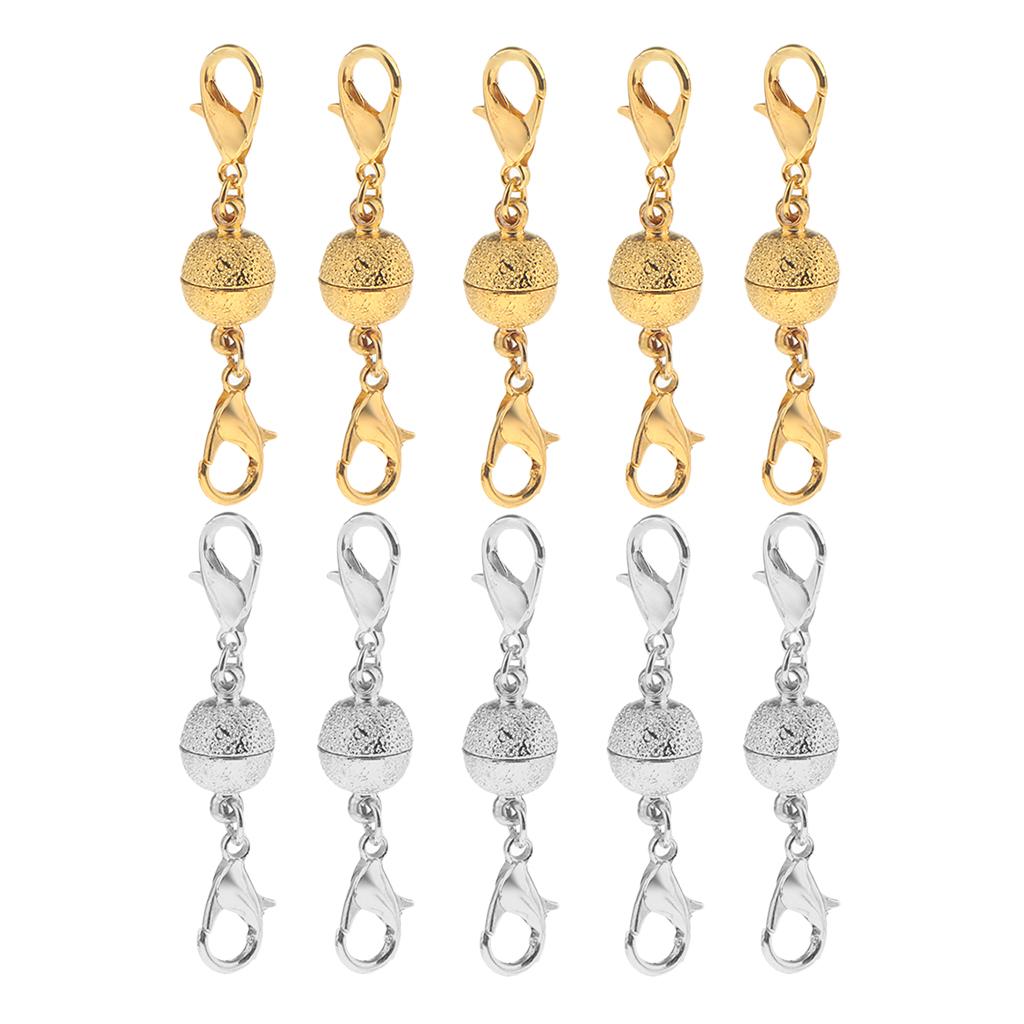 10 Pcs Matte Ball Lobster Magnetic Clasp Connector Jewelry DIY Gold & Silver